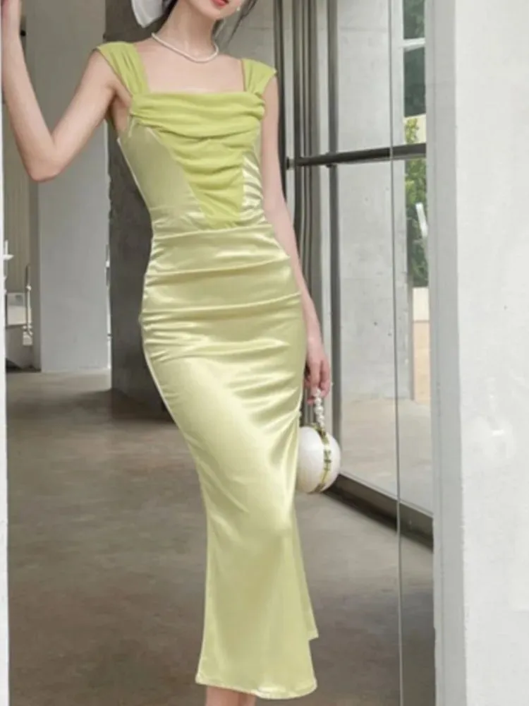 Aiertu Sexy Women Summer Bodycon Slim Party Dress Vintage Sleeveless Elegant One Pieces Prom Long Robe Female Fashion Vestidos Mujers