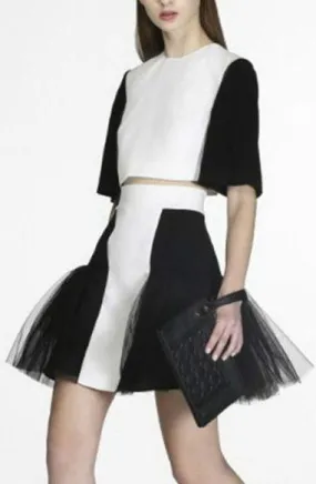 Black & White Top & Flared Skirt Set