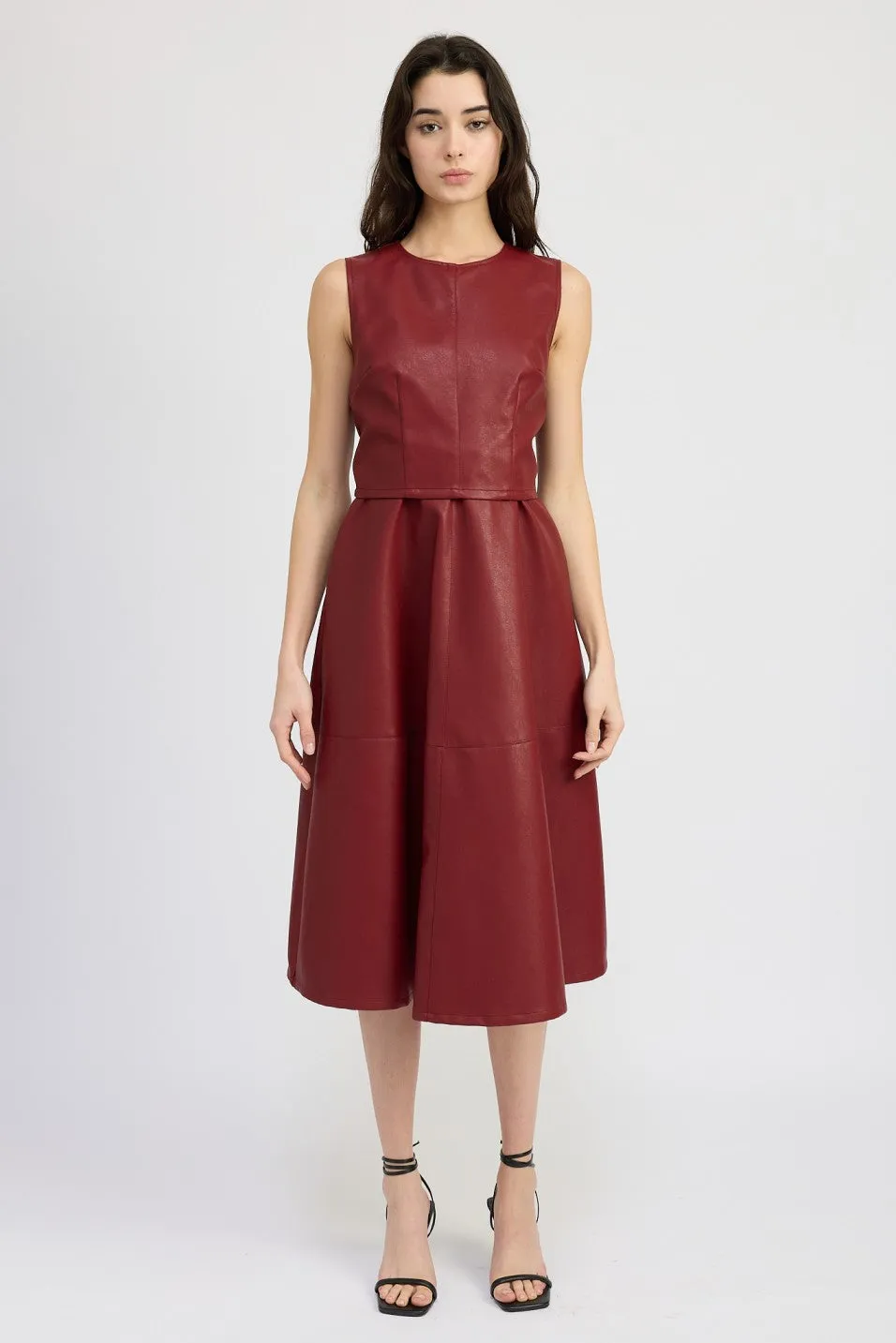 Campbell Vegan Leather Midi Dress