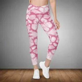 Cute Animal Print Crossover Leggings with Pockets, lioness-love