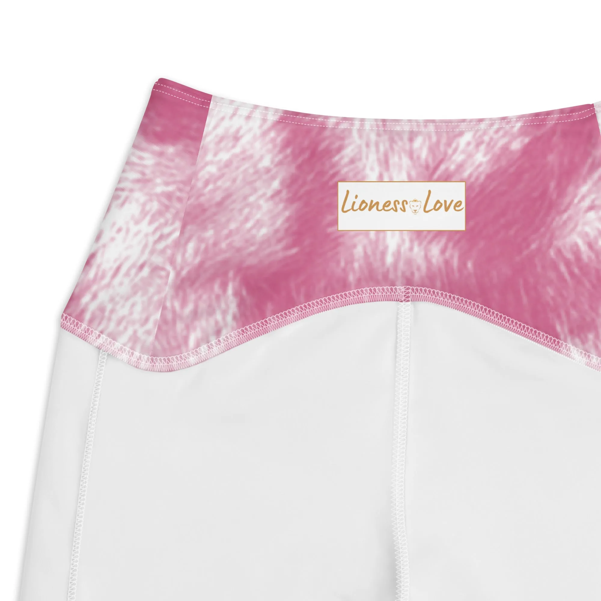 Cute Animal Print Crossover Leggings with Pockets, lioness-love