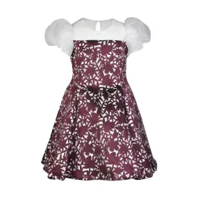 GIRLS DAMASK BALL DRESS - WINE