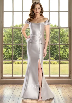 Gorgeous & Charming Flower Straps Mermaid Split Cocktail Mother of the Bride Dress