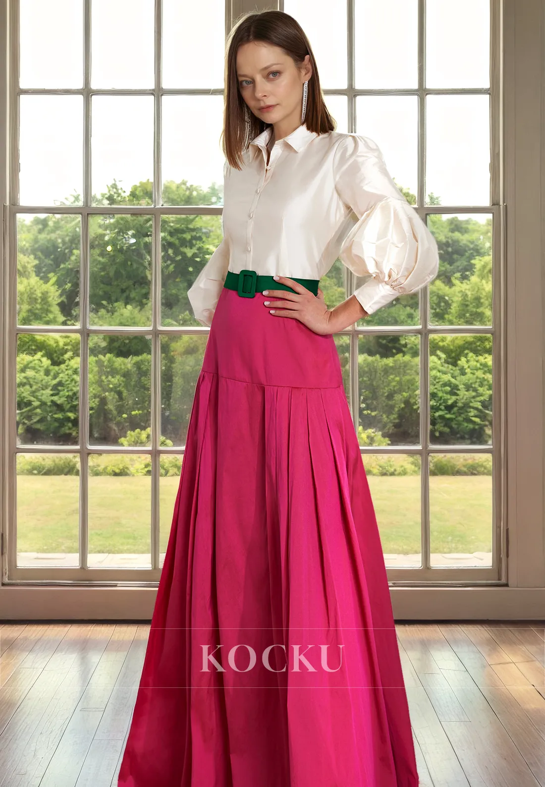 Gorgeous & Charming Long sleeves A-Line Split Satin Cocktail Mother of the Bride Dress