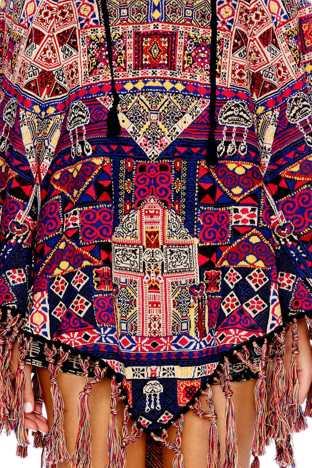 KNITTED PONCHO WITH HOOD PATCH ME UP