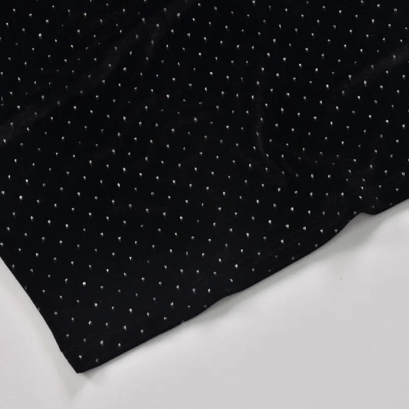 O Neck Dots Party Black Bodycon Dress