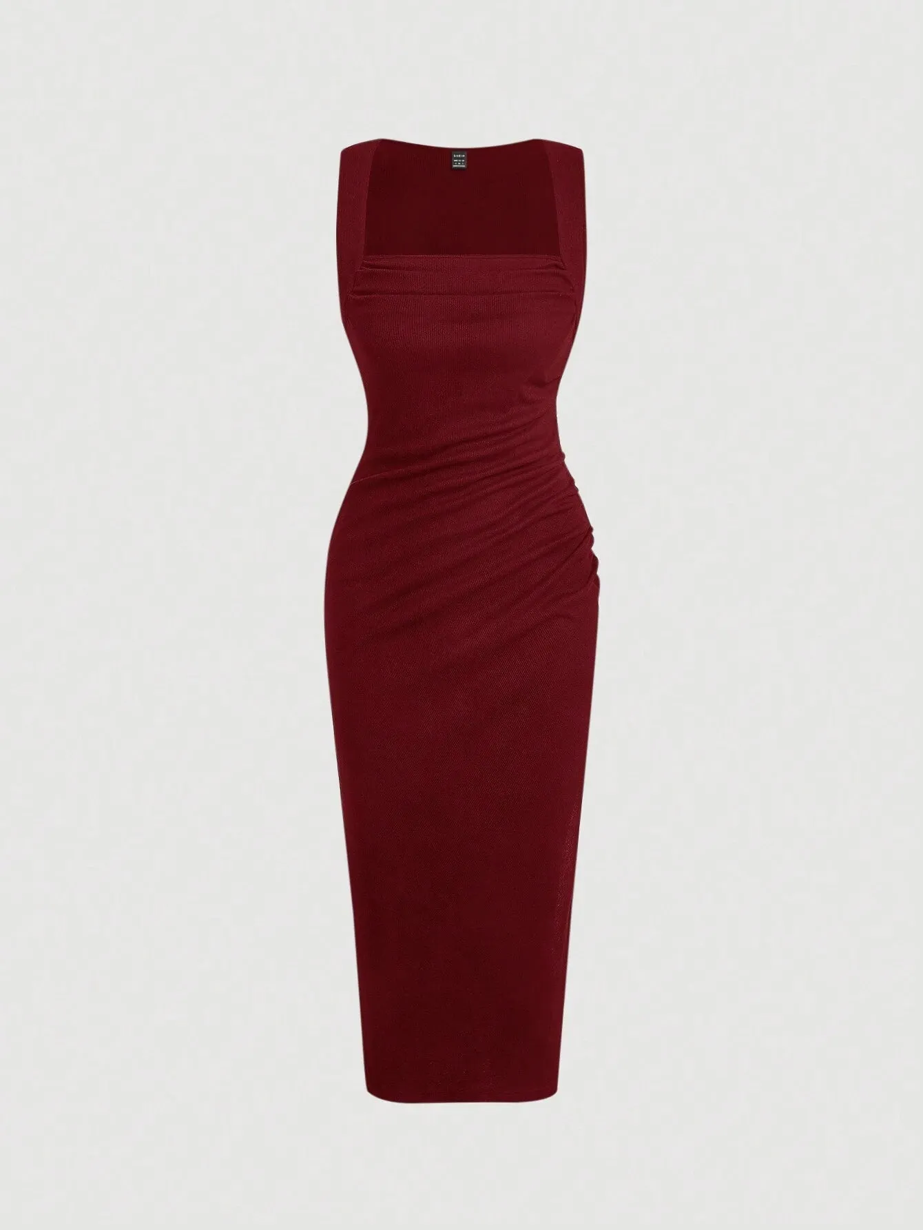 SHEIN MOD Ladies' Square Neckline Pleated Bodycon Dress