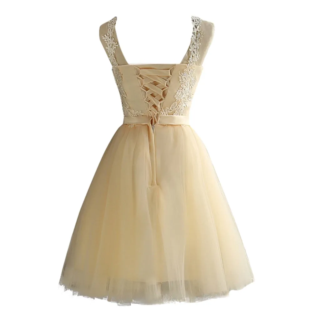 VenusFox Lace Embroidered Mesh Tulle Slim Elegant Dress